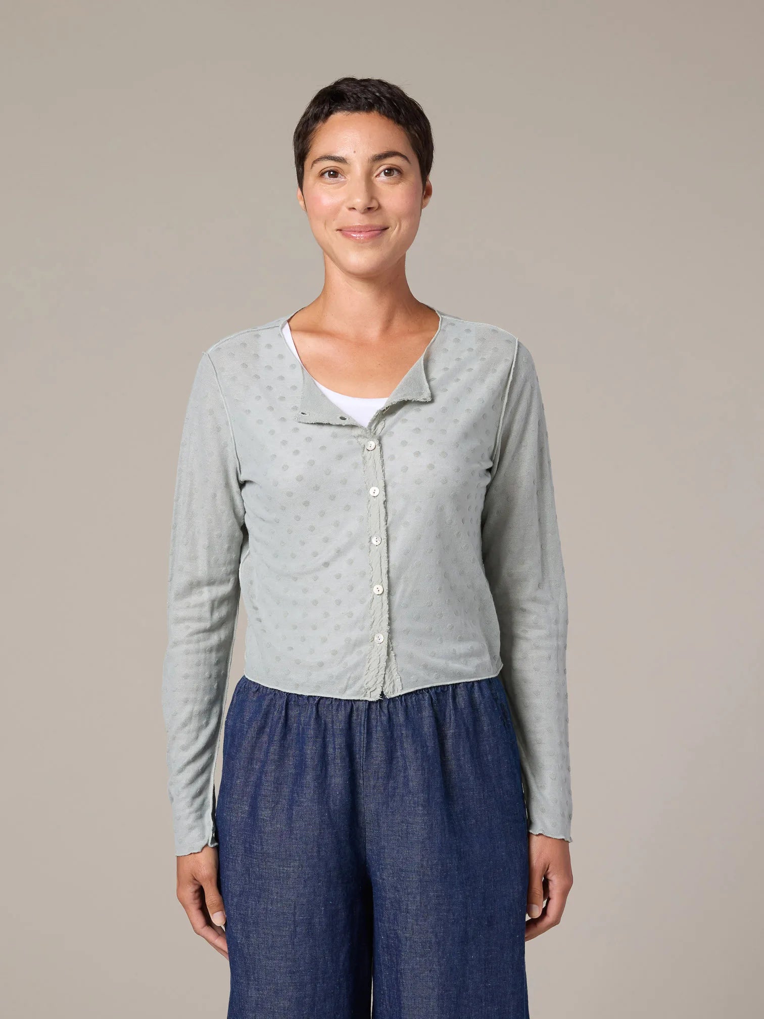 CUT LOOSE Mesh Dot Crop Cardigan - 6588525