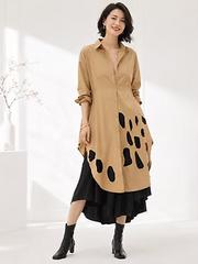 Vanite Couture Button Front Cut Out Shirt Dress - 65906 - KHAKI
