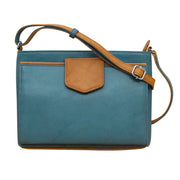 ili New York - POINTED TAB CROSSBODY ORGANIZER - 6592 - Jeans Blue / Antique Saddle