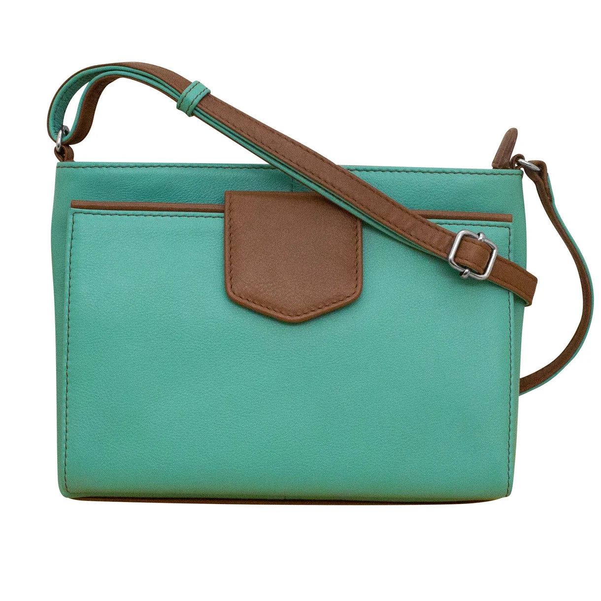 ili New York - POINTED TAB CROSSBODY ORGANIZER - 6592 - Turquoise / Toffee