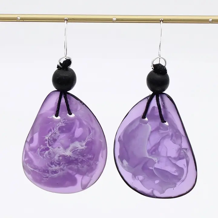 SYLCA Purple Marble Petal Pop Resin Earrings - SD26E06 - PURPLE