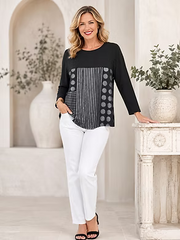 Vanite Couture Color Block w/ Dots Top - 65809 - BLACK/GREY