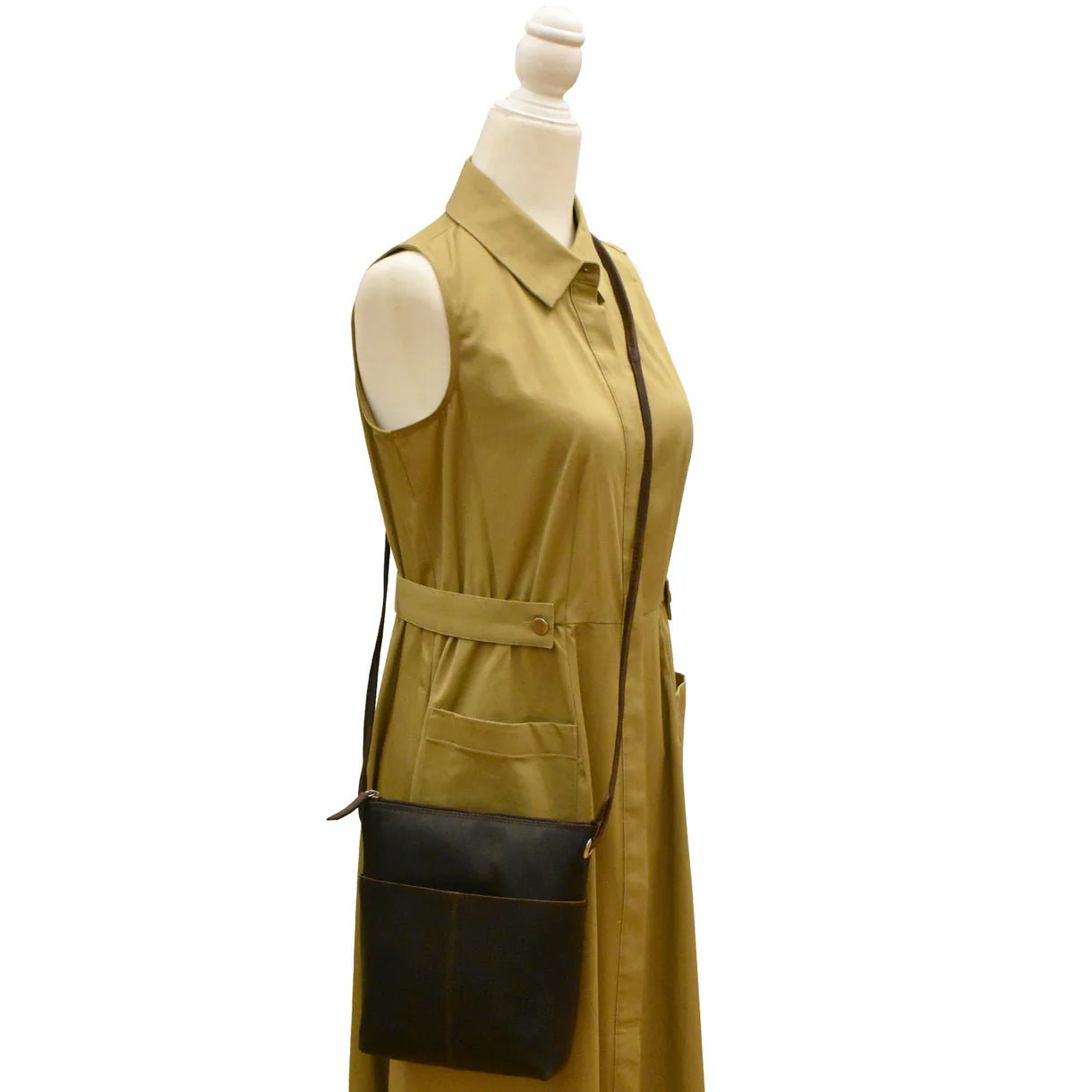 ili New York - ADJUSTABLE CROSSBODY MIDI SAC - 6661 - Chocolate Distressed Leather