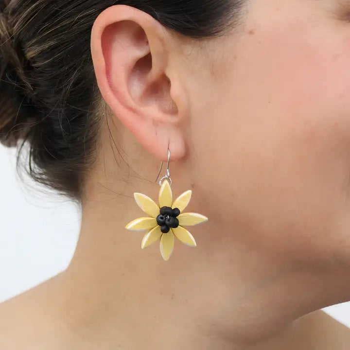 SYLCA Yellow Amaya Flower Earrings - P23E02 - YELLOW