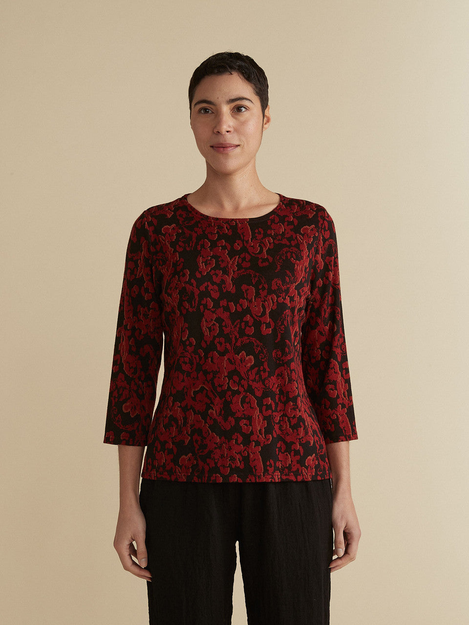 CUT LOOSE - Floral Jacquard Boatneck Tee - 6725060