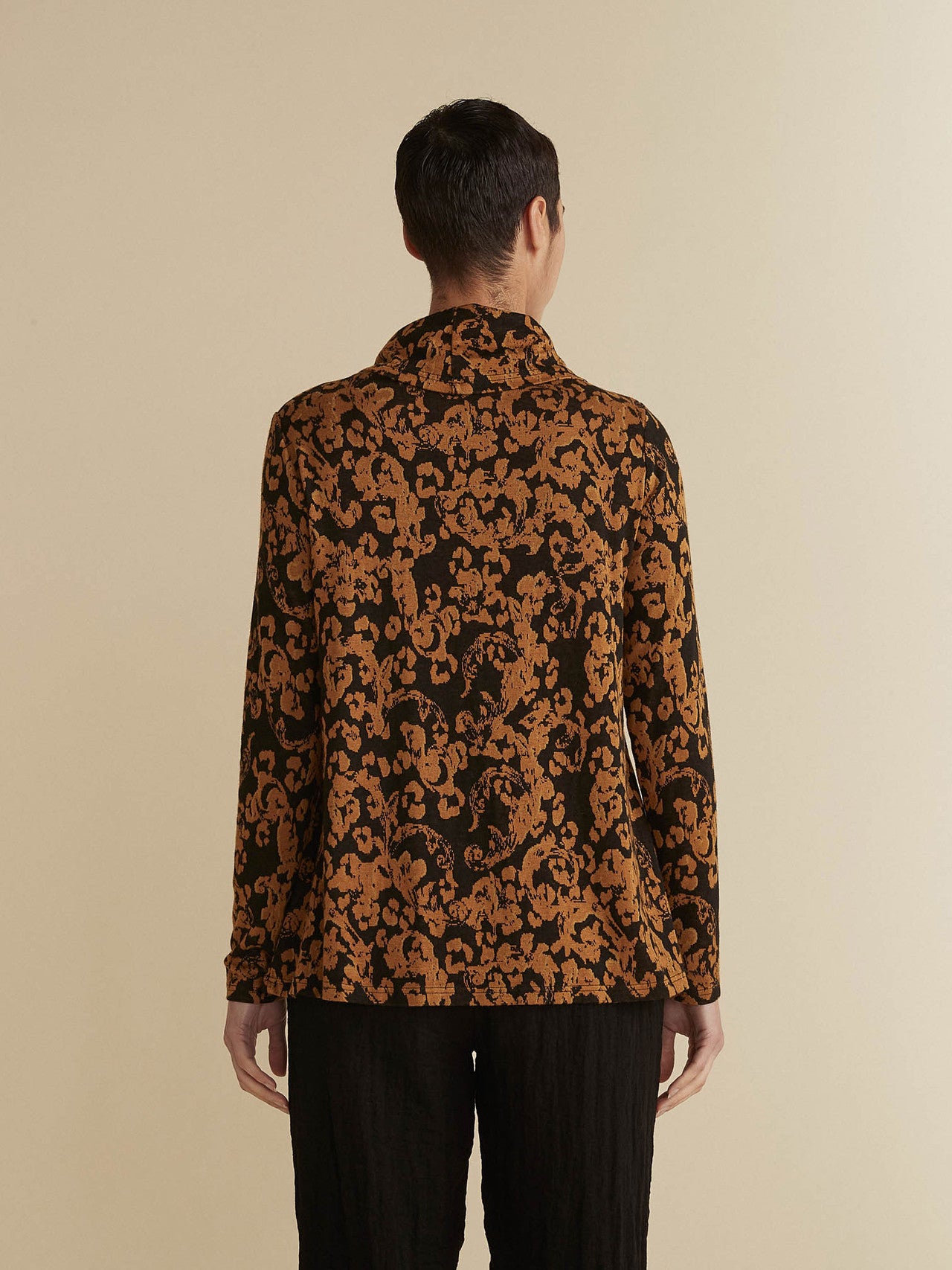 CUT LOOSE - Floral Jacquard Cowl Neck Pullover - 6727428