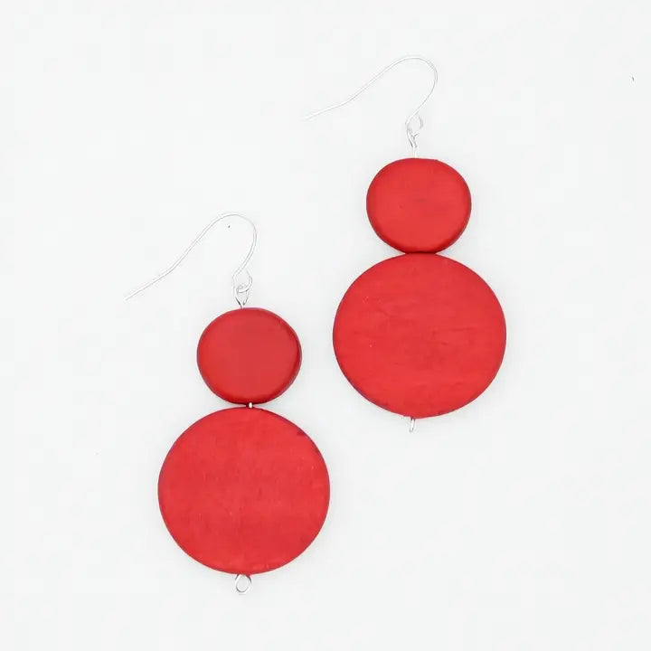 SYLCA Red Double Bead Sarah Earrings - SD18E65 - RED