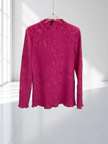 Vanite Couture Textured Floral Pattern Solid Top - 68091 - ROSE