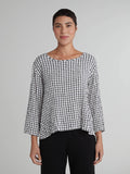 CUT LOOSE - Black Crinkle Plaid Split Back Top - 6827965Sp