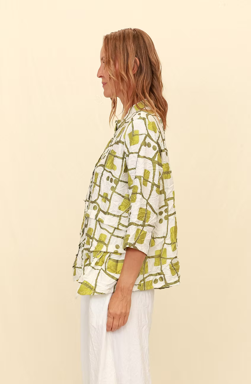 Chalet 3/4 Sleeve Maudelle European Crush Parachute Button Down Shirt - TN75399