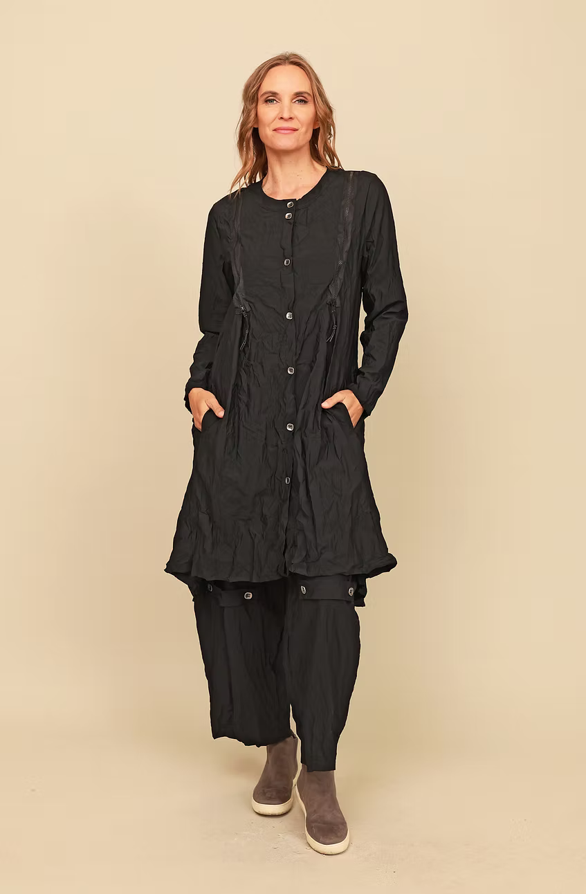Chalet Carey Nylon Parachute Long Button Down Shirt with Pockets - TN65801