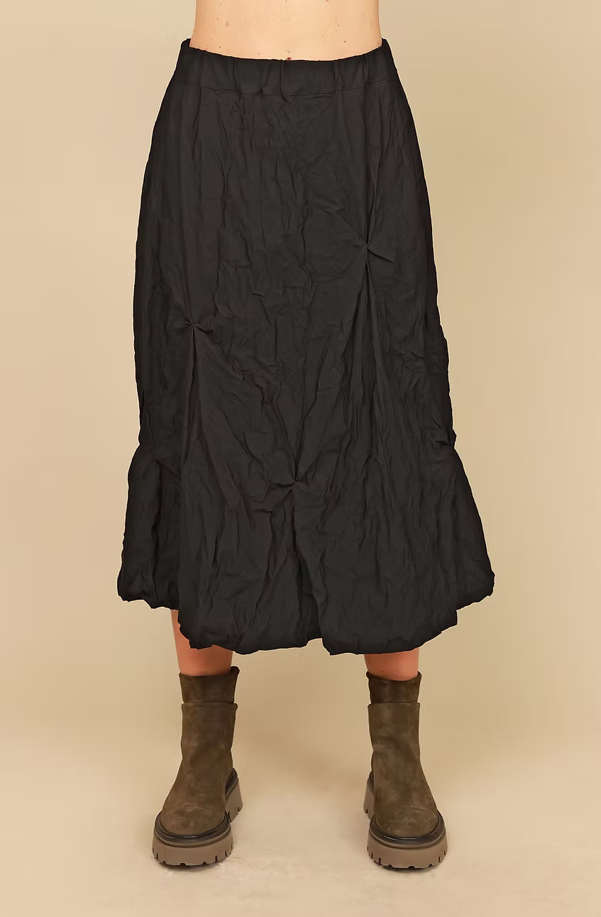 Chalet Nylon Parachute Solid Black Jonesey Midi Skirt - TN67155 - BLACK