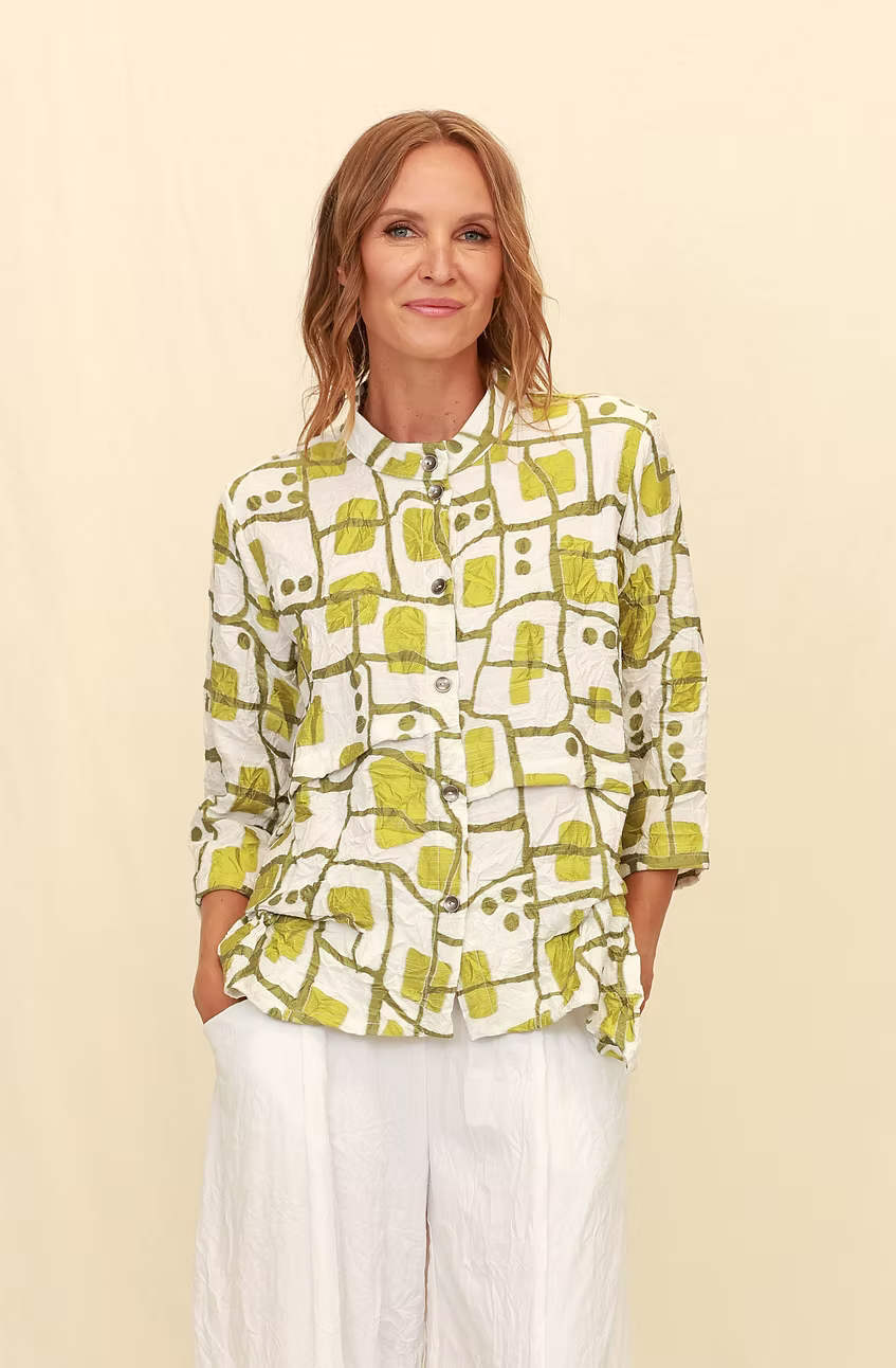 Chalet 3/4 Sleeve Maudelle European Crush Parachute Button Down Shirt - TN75399