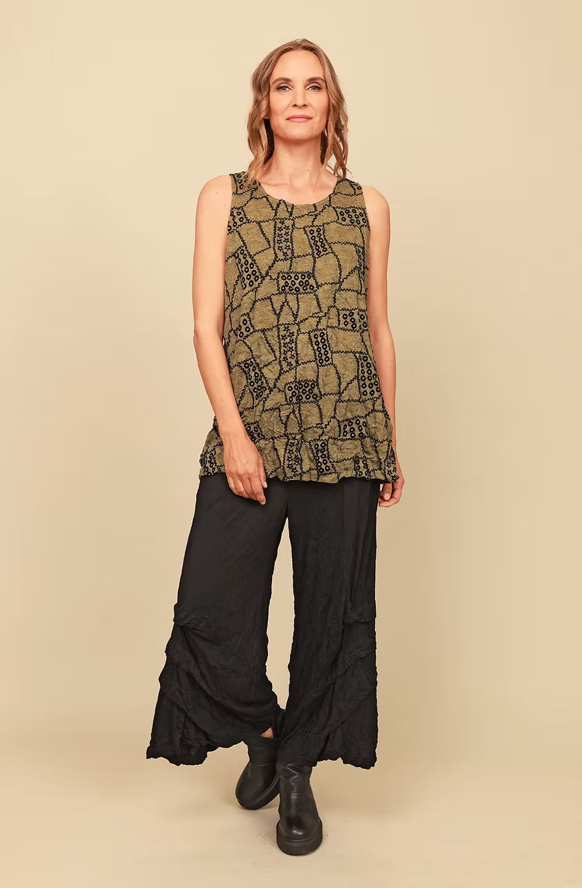 Chalet Recycled Crinkle Jersey Liz Round Neck Tank Top - C61198