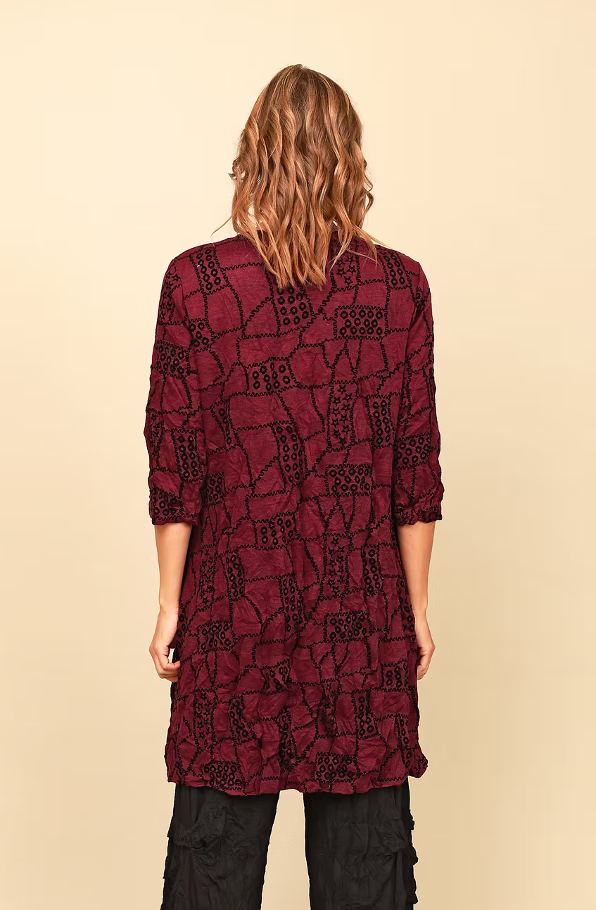Chalet Ashton Recycled Crinkle Jersey Short Dress with Black Geometric Detailing - CB66012