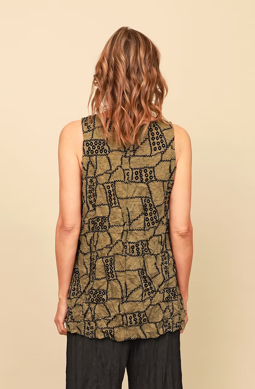 Chalet Recycled Crinkle Jersey Liz Round Neck Tank Top - C61198