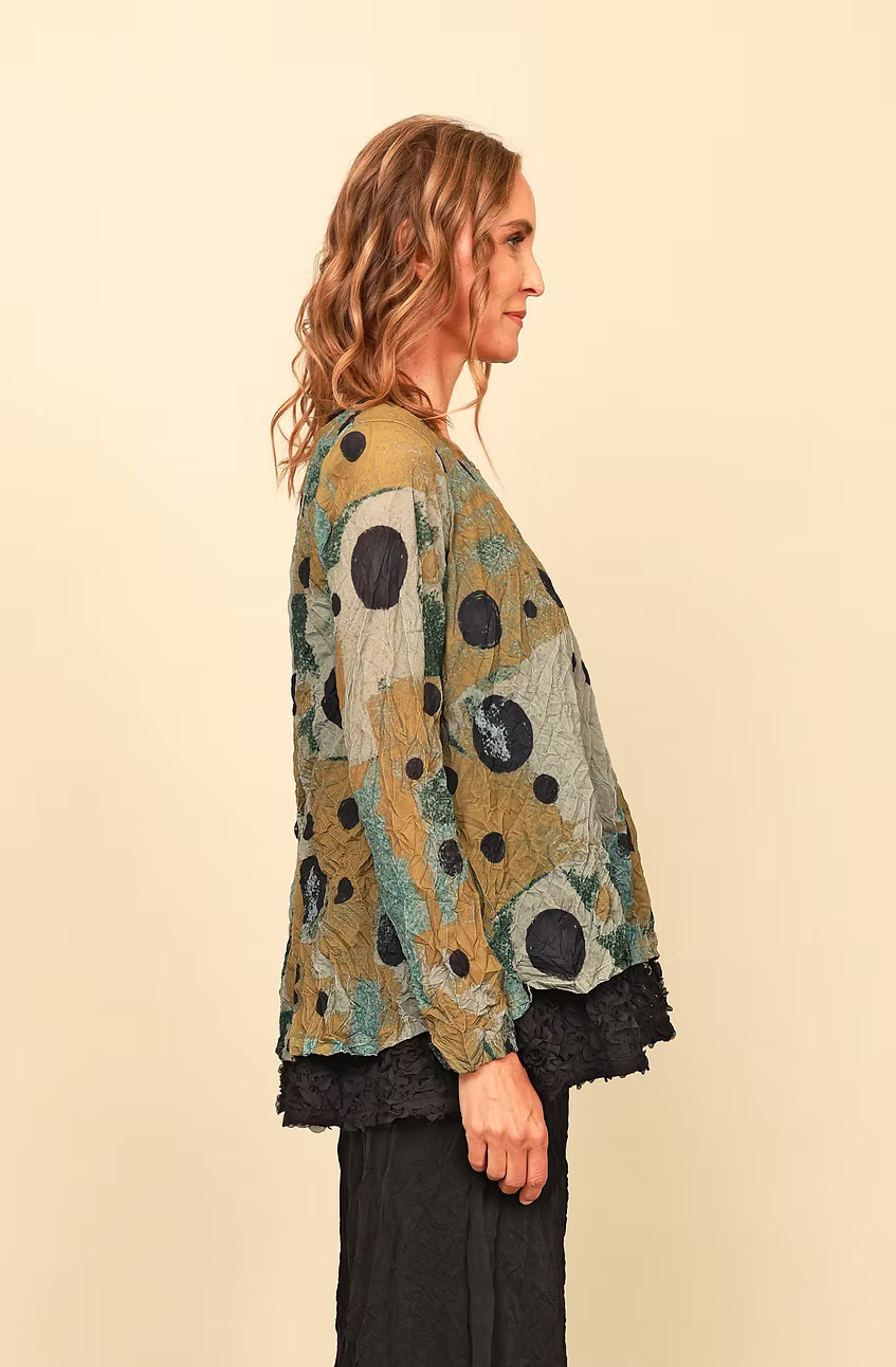 Chalet Crinkle Mesh Long Sleeve Gizel Top - CM62317
