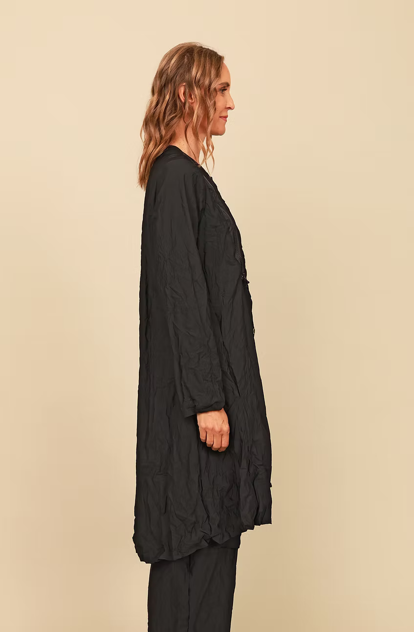 Chalet Carey Nylon Parachute Long Button Down Shirt with Pockets - TN65801
