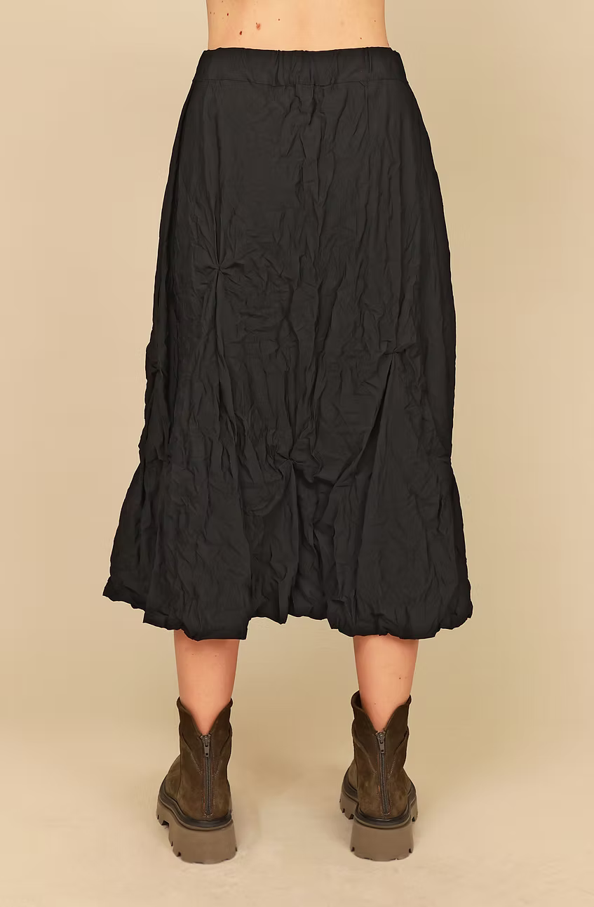 Chalet Nylon Parachute Solid Black Jonesey Midi Skirt - TN67155 - BLACK