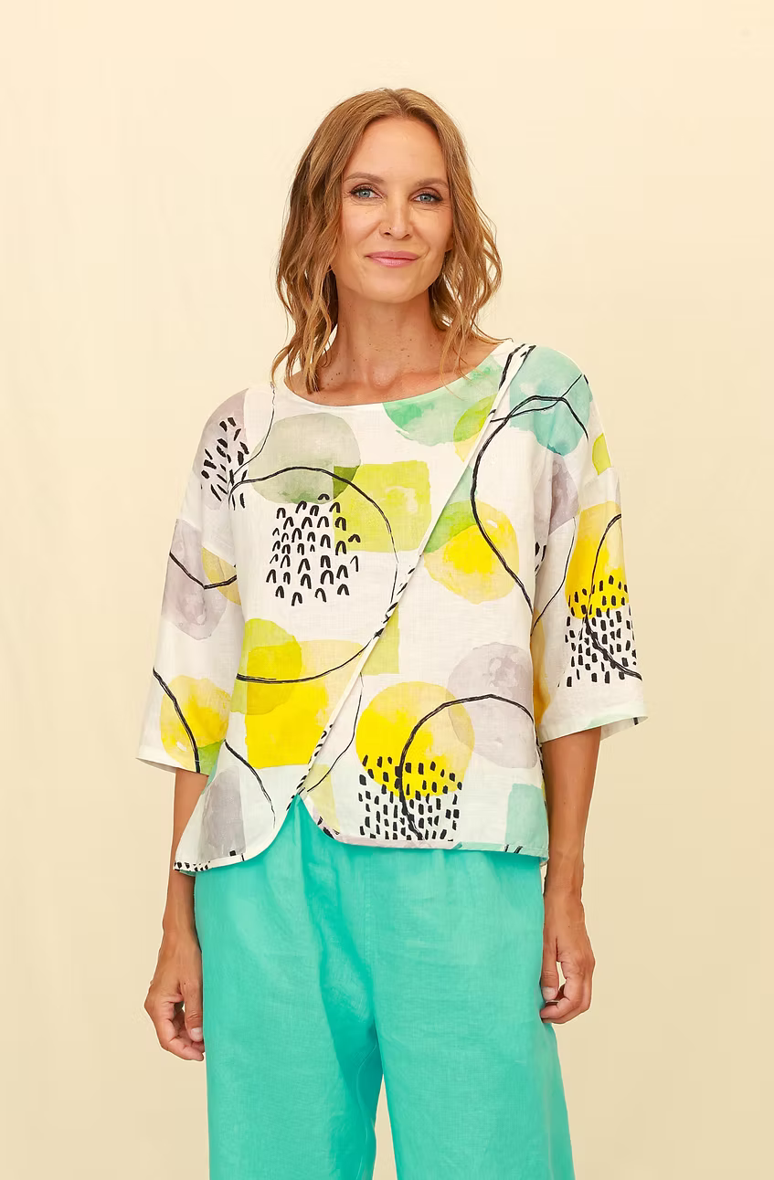 Chalet Short Sleeve Kaira Linen Fresco Top - H72308