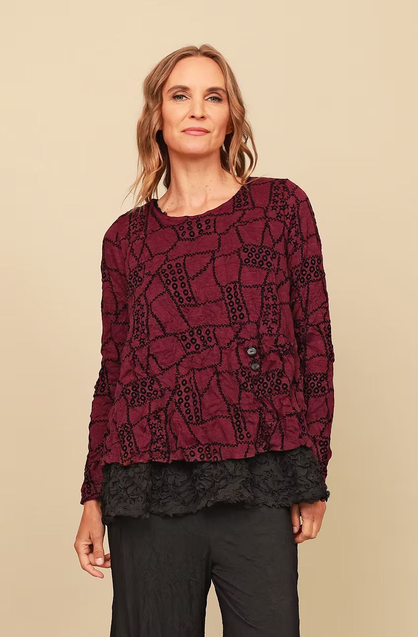 Chalet Gizel Long Sleeve Recycled Crinkle Jersey Top - CB62318