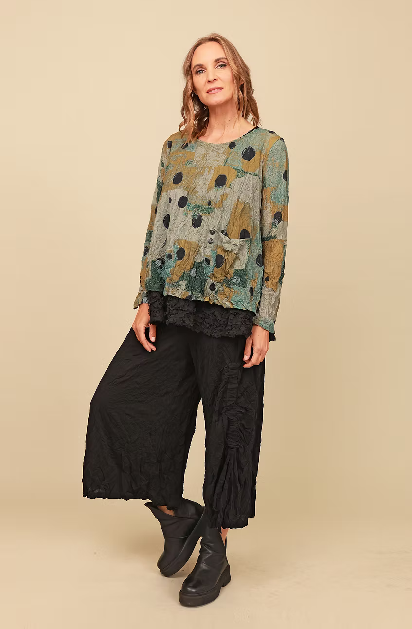 Chalet Crinkle Mesh Long Sleeve Gizel Top - CM62317
