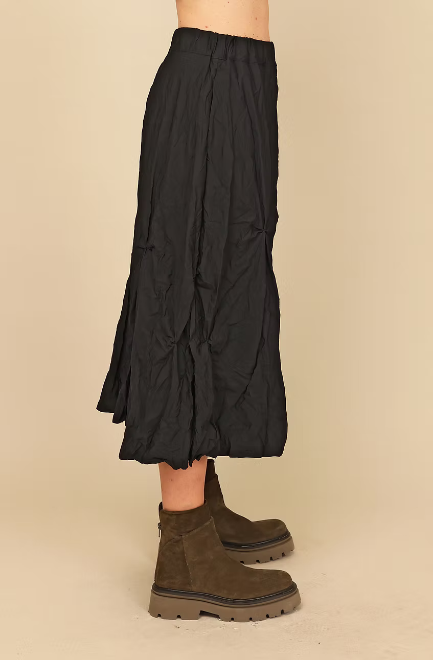 Chalet Nylon Parachute Solid Black Jonesey Midi Skirt - TN67155 - BLACK