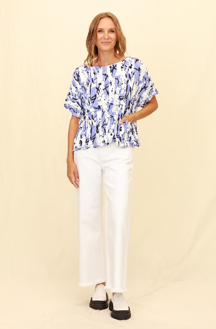 Chalet Keshia Short Sleeve Euro Crush Bubble Top - T72341