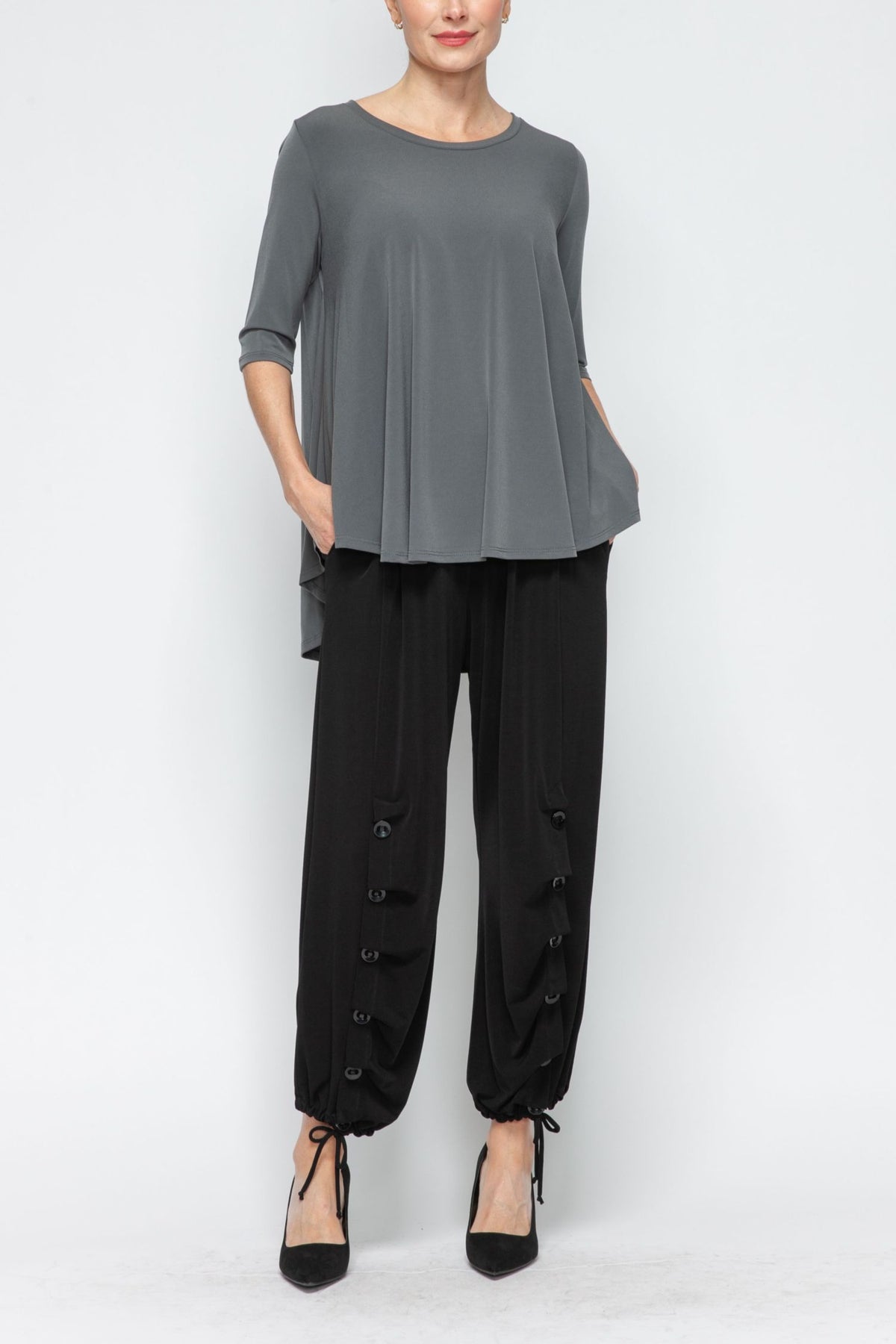 IC COLLECTION Top - 6899T - CHARCOAL