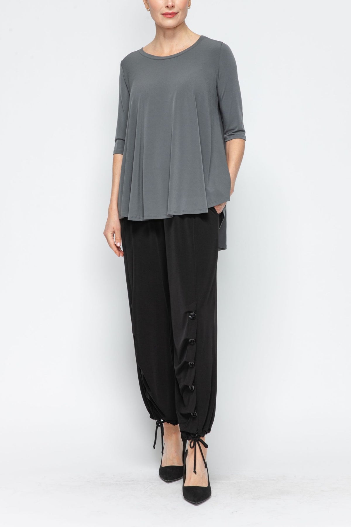 IC COLLECTION Top - 6899T - CHARCOAL