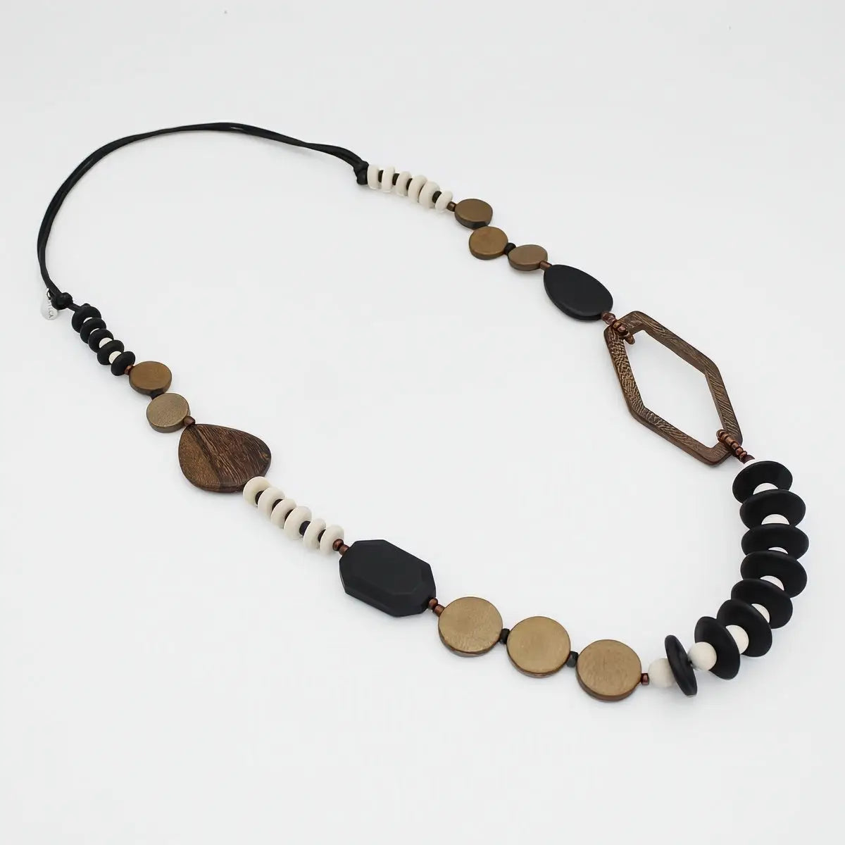 SYLCA Brown Wood Bead Gabby Necklace