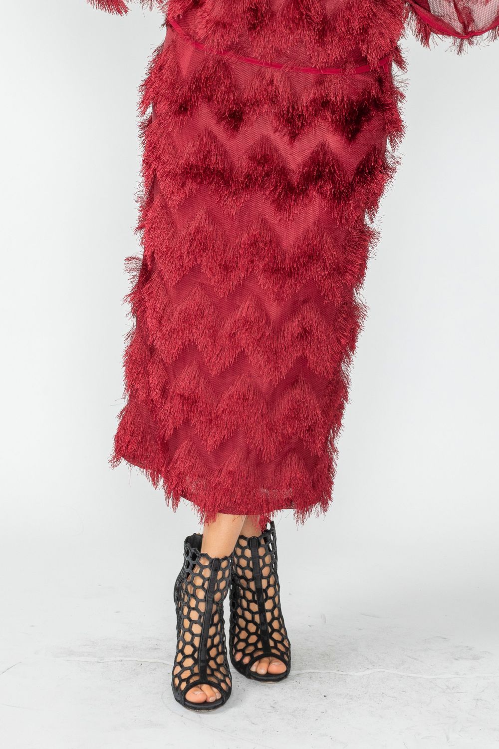 IC COLLECTION Skirt - 6926S - BURGANDY