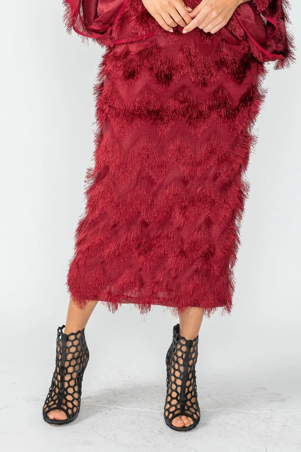 IC COLLECTION Skirt - 6926S - BURGANDY