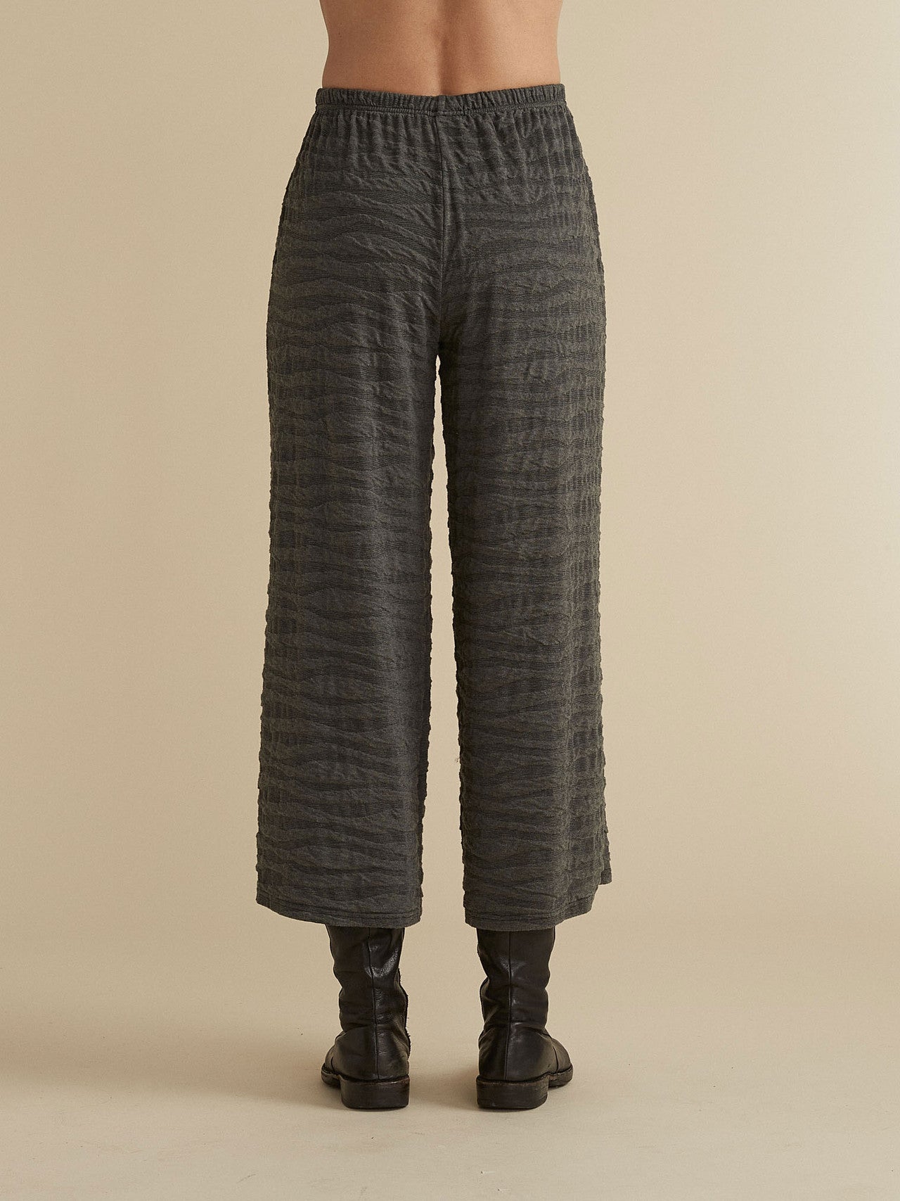 CUT LOOSE - Texture Char Knit Cropped Pant - 6942122