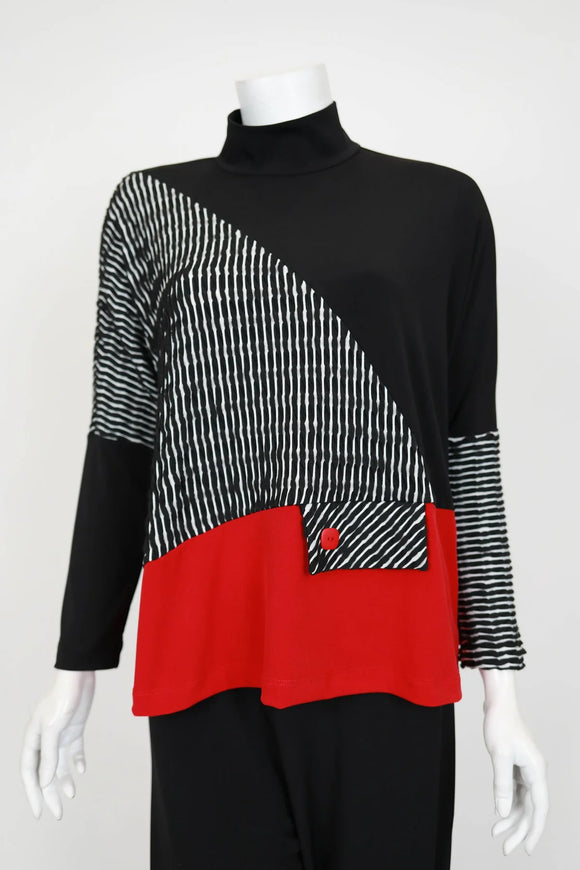 IC COLLECTION Top- 6953T- BLACK AND RED