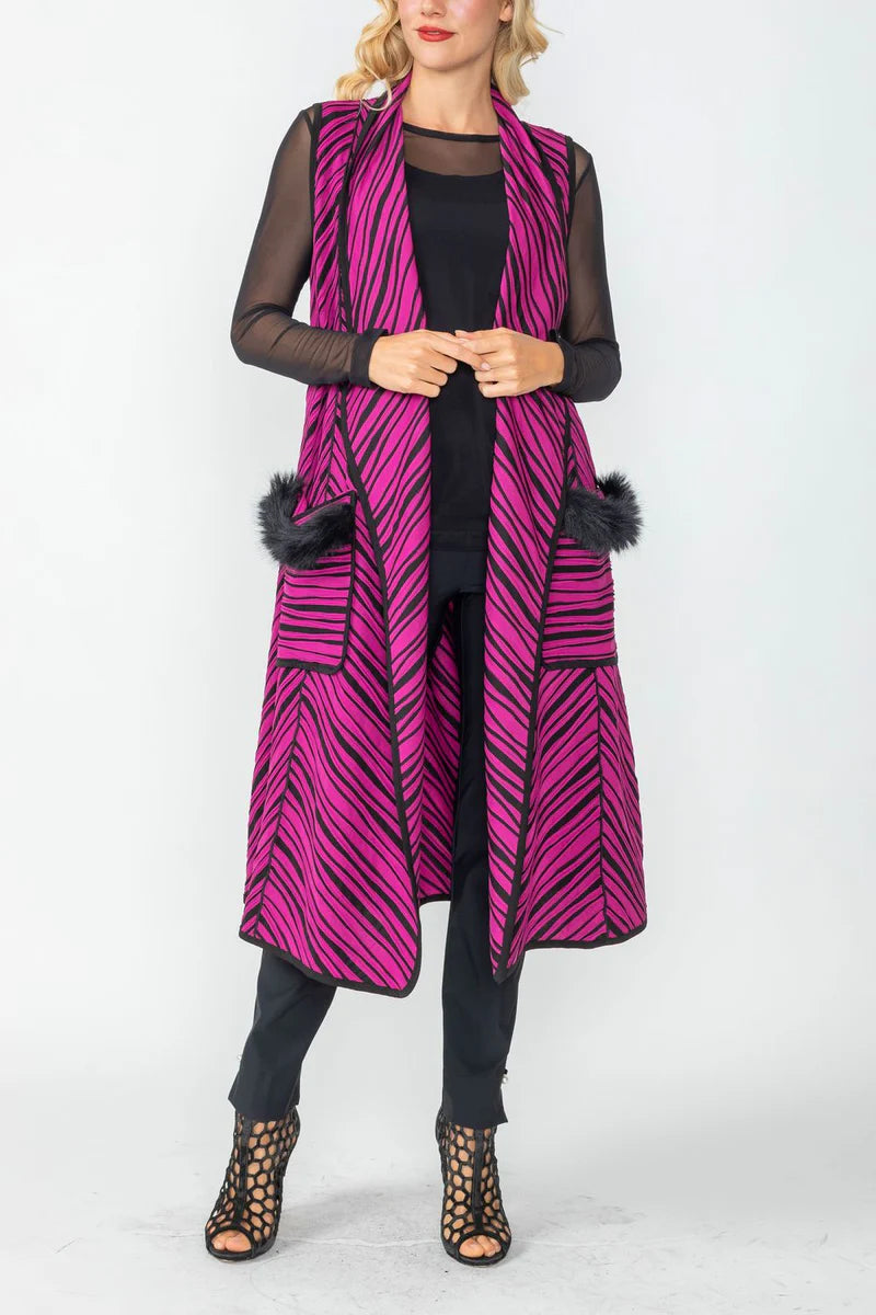 IC COLLECTION Vest- 6957V - FUCHSIA