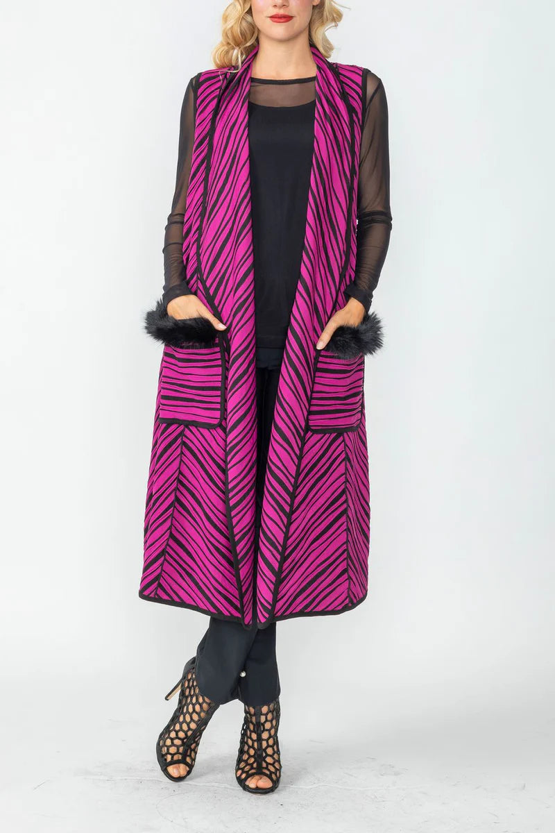 IC COLLECTION Vest- 6957V - FUCHSIA