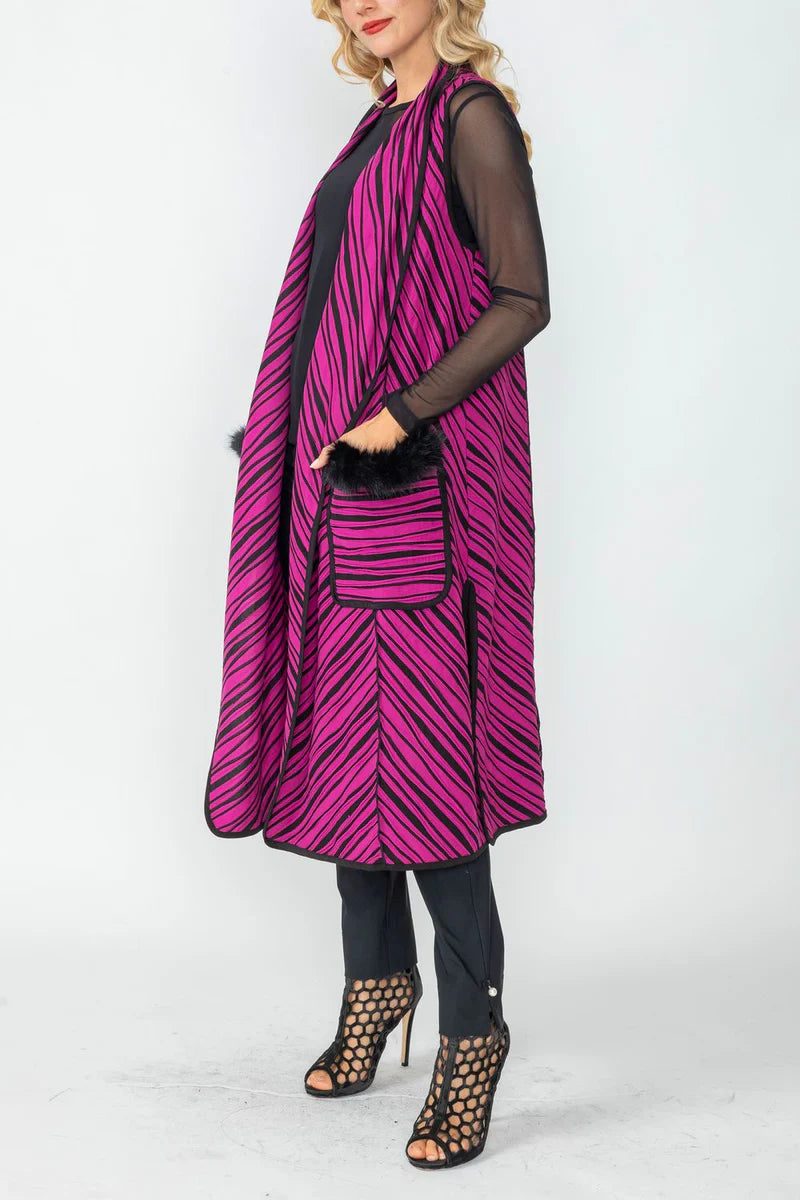 IC COLLECTION Vest- 6957V - FUCHSIA