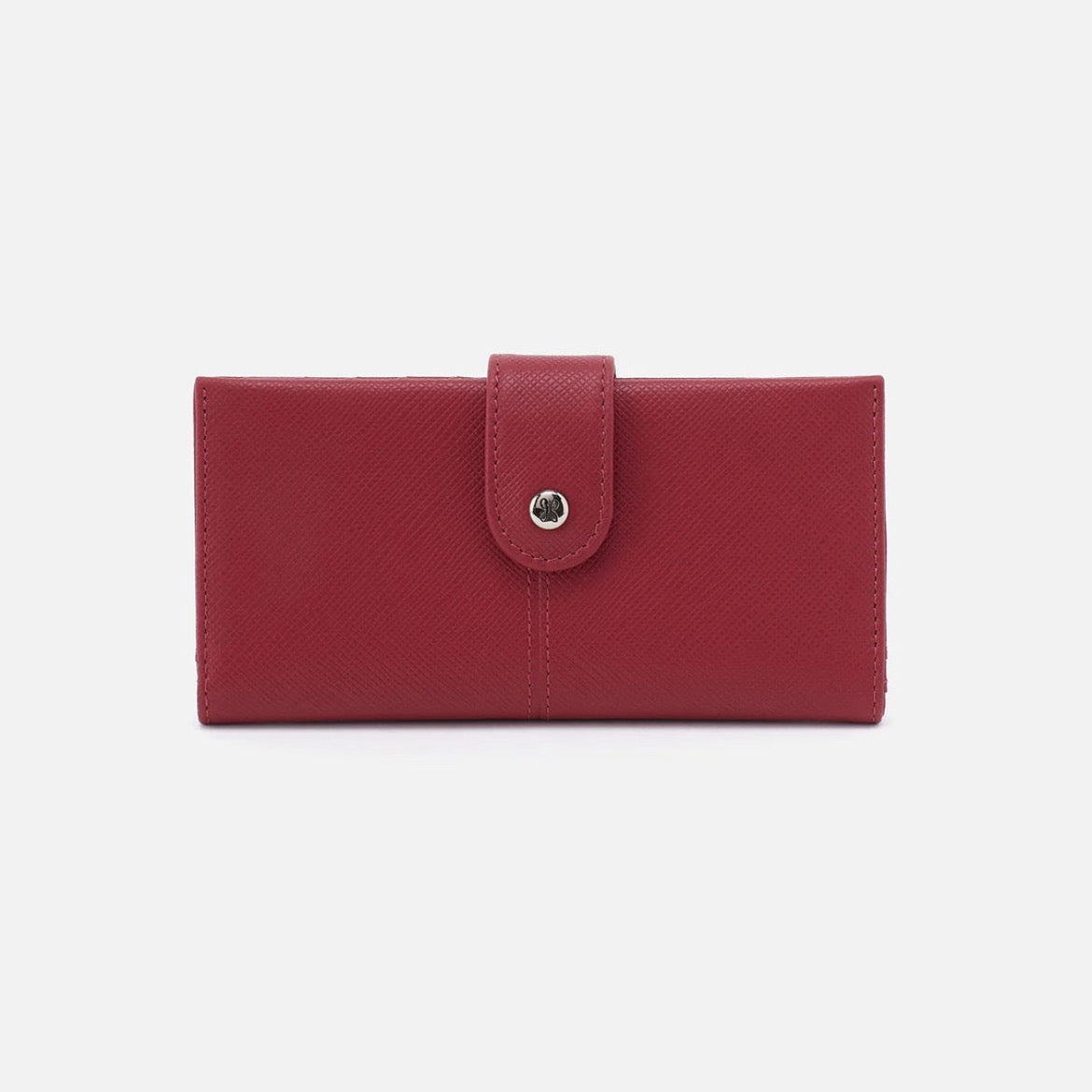 HOBO - Essential Large Bifold Wallet - CRANBERRY IN SOFT SAFFIANO LEATHER
