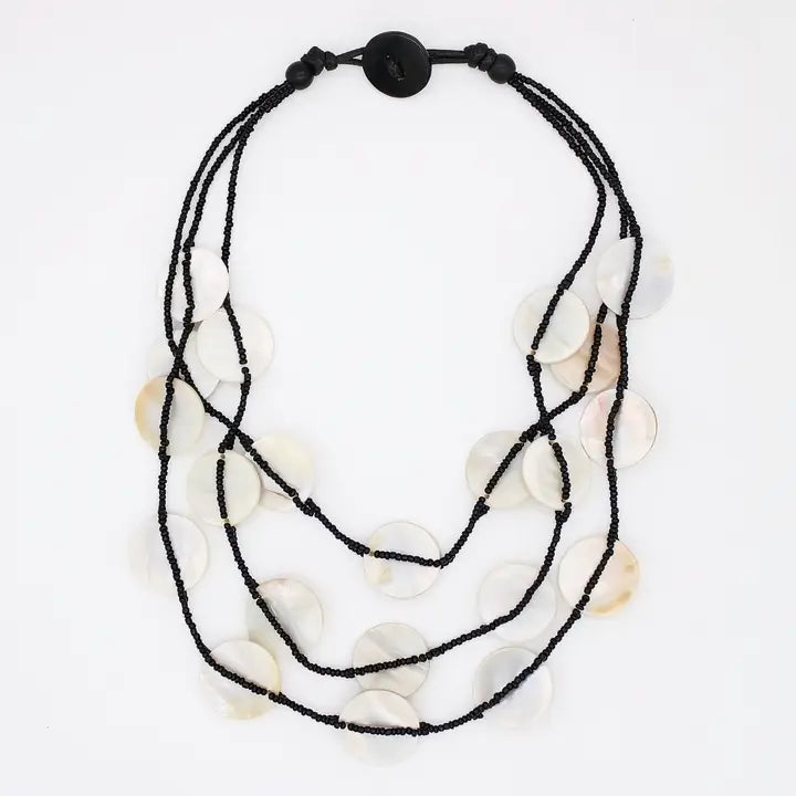 SYLCA Black and Ivory Sky Dream Bib Necklace - LS26N15 - BLACK/IVORY