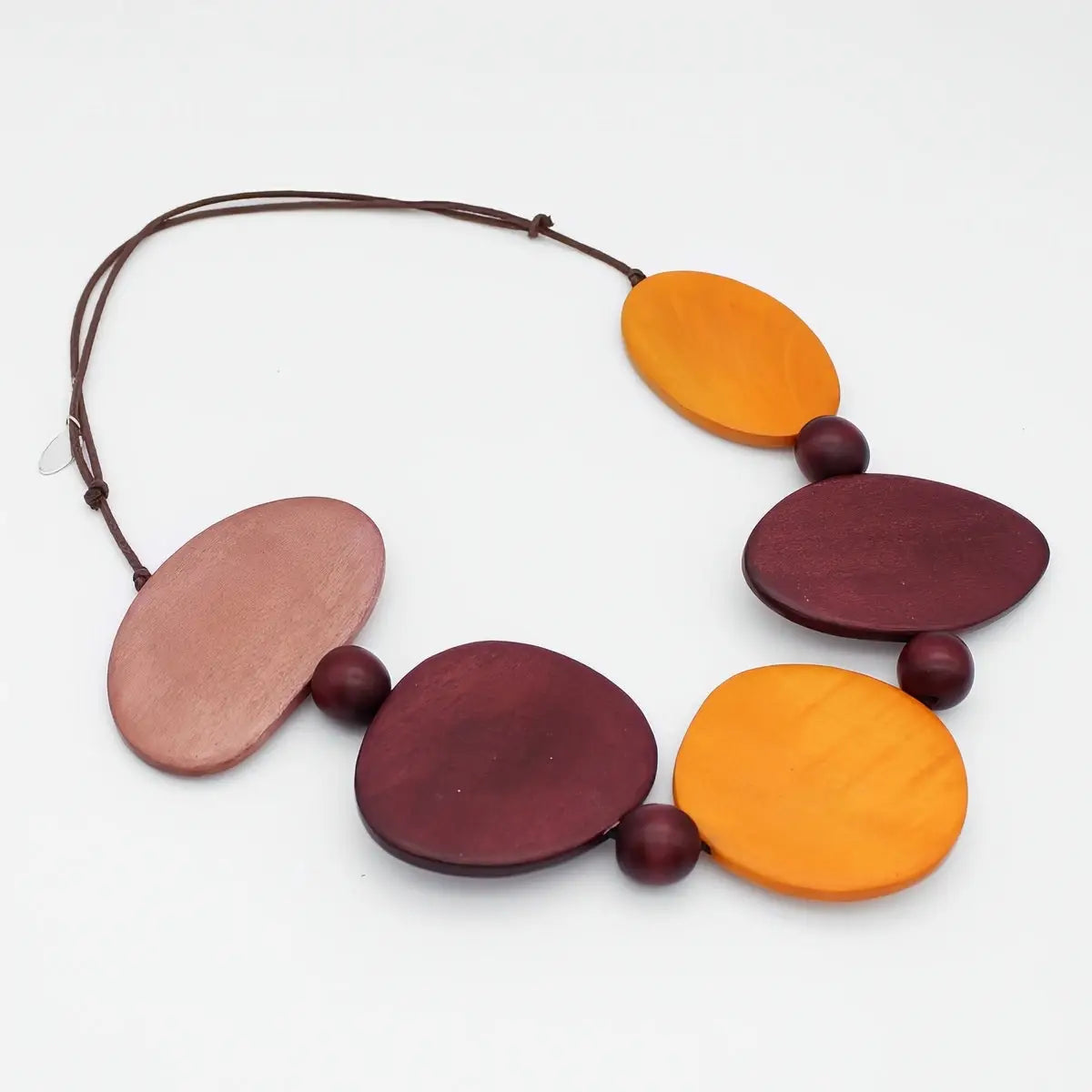 SYLCA  Spice Jovie Wood Bead Statement Necklace