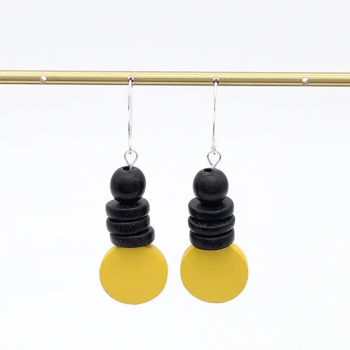 SYLCA Yellow and Black Dusk Earrings - SD25E27 - YELLOW