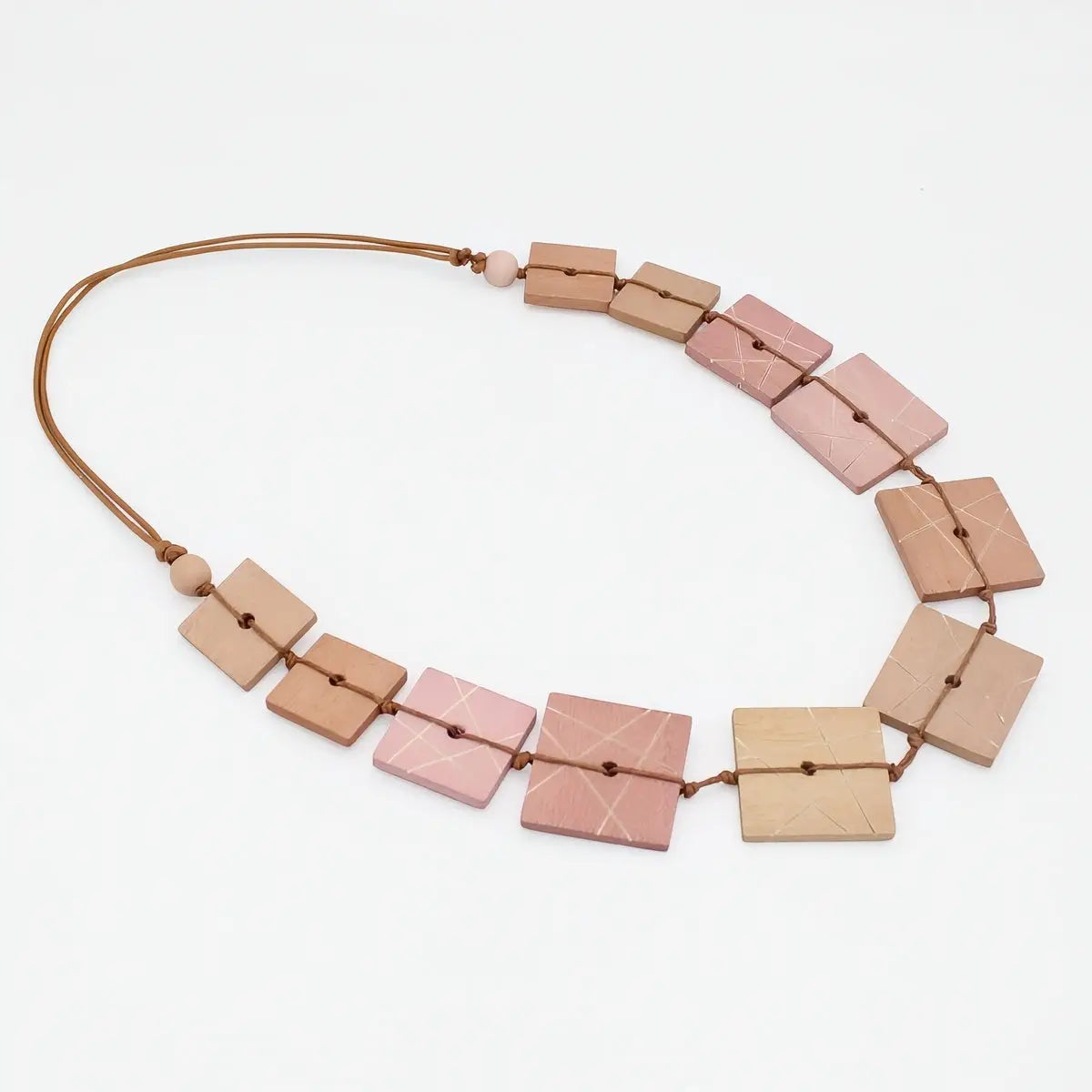 SYLCA Natural Wooden Mosaic Necklace