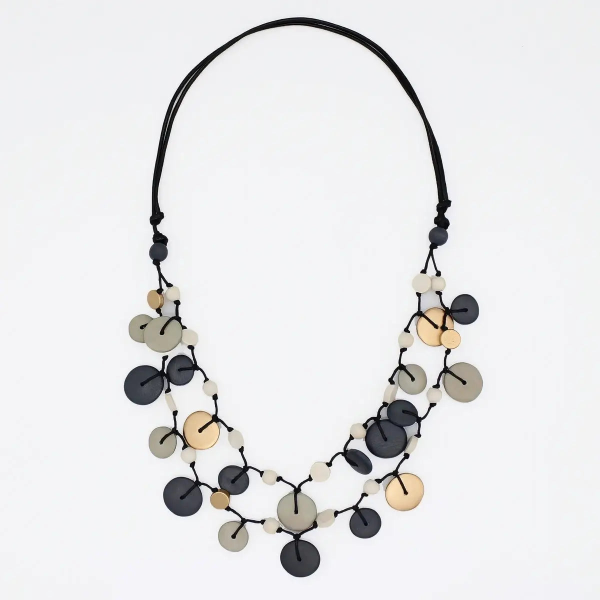 SYLCA Gray Juliette Drop Double Strand Necklace