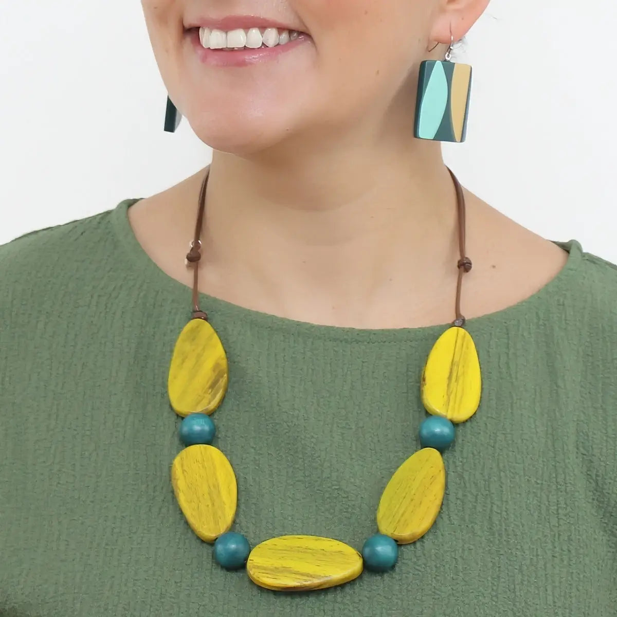 SYLCA Freya Yellow and Teal Colorfall Necklace
