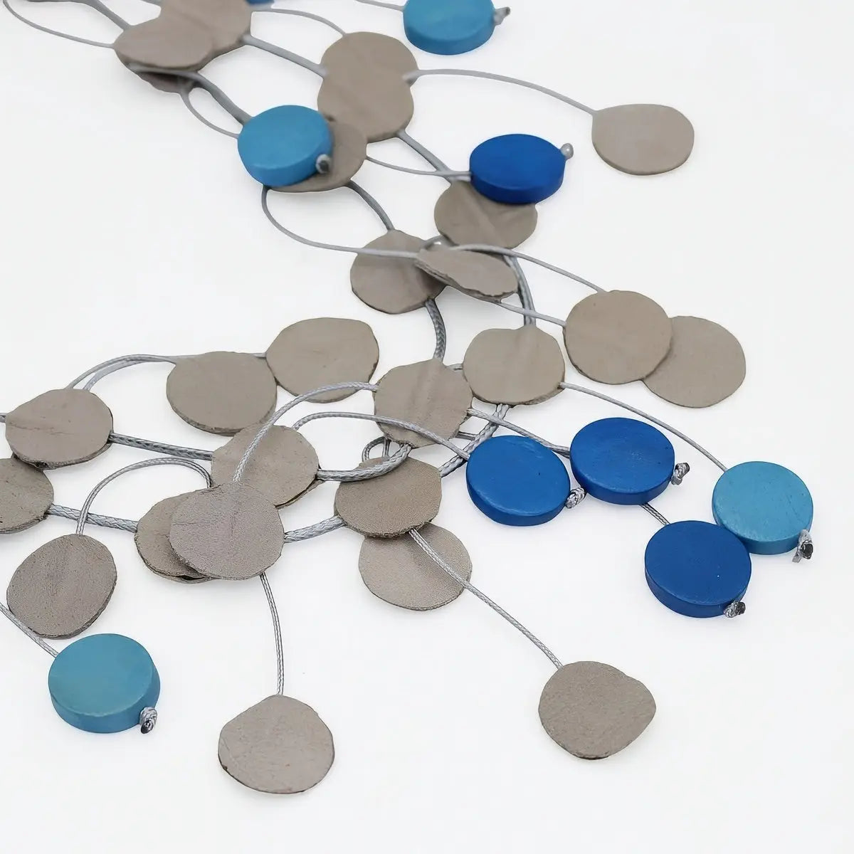 SYLCA Urban Blue Leather Dangle Necklace