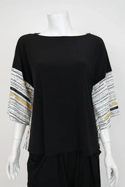 IC COLLECTION Top - 7020T - BLACK AND WHITE