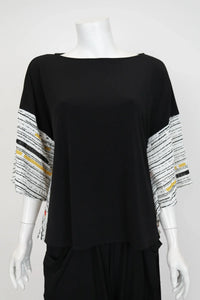 IC COLLECTION Top - 7020T - BLACK AND WHITE