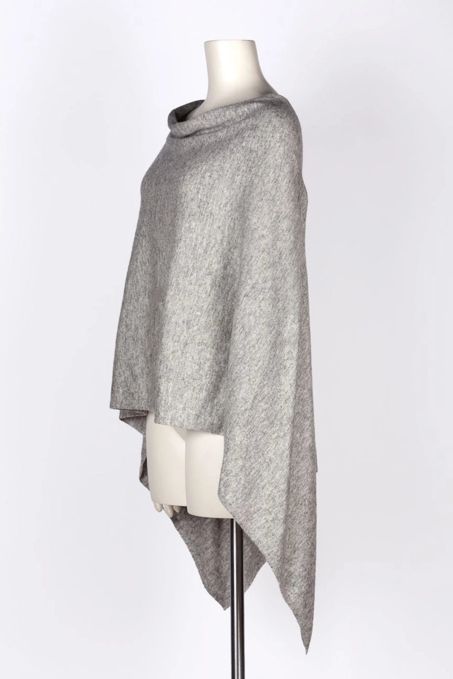 Dolma Cashmere Poncho - SILVER GREY
