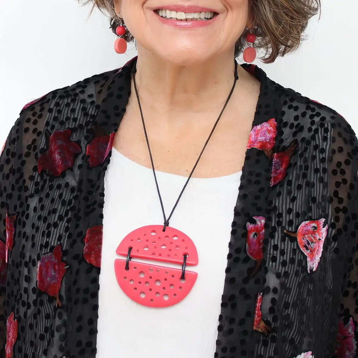 SYLCA Coral Symmetry Pendant Necklace